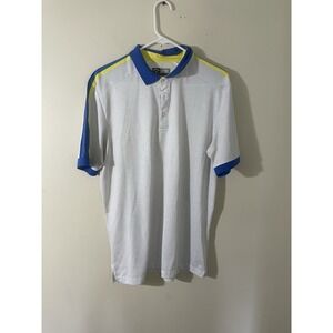 Callaway Polo Shirt Mens Medium Blue Striped Opti-Dri Golf Short Sleeve Collared